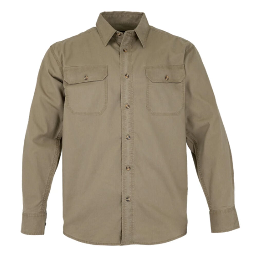image of Men's Long Sleeve Weathered Work Shirt- Khaki