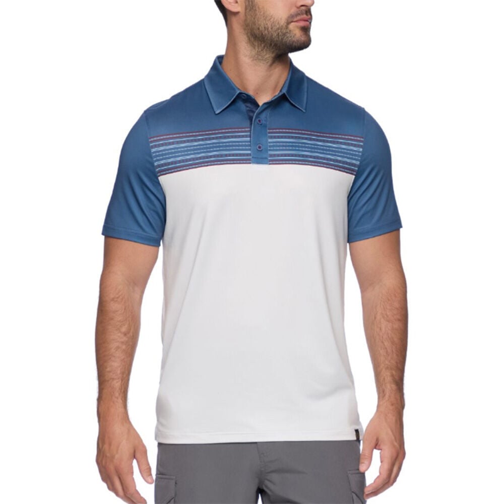 image of Men's Arthur Polo Short Sleeve Shirt- Navy/Oatmeal