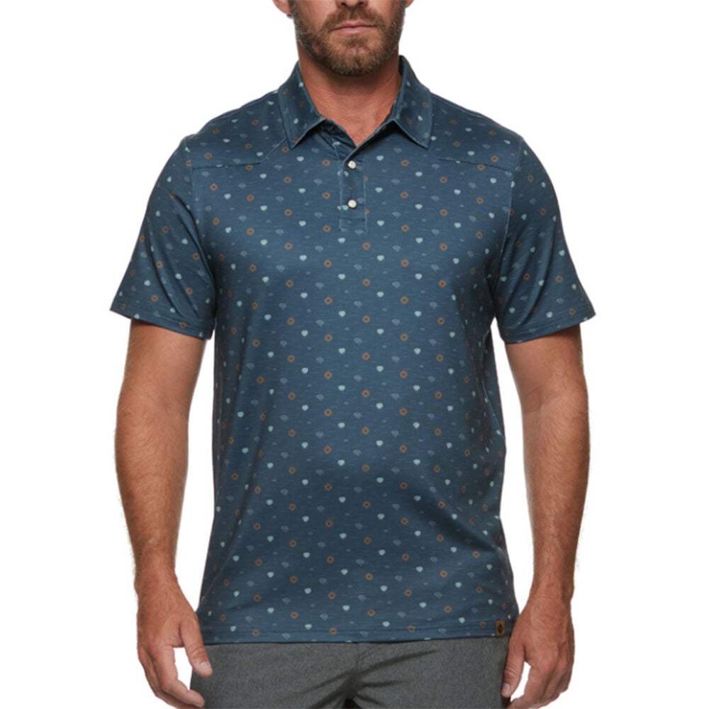 image of Men's Bryson Agave Print Western Performance Polo- Navy Multi