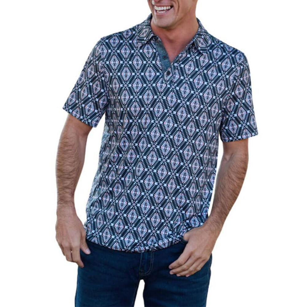 image of Men's Short Sleeve Navy Western Performance Polo- Navy Combo