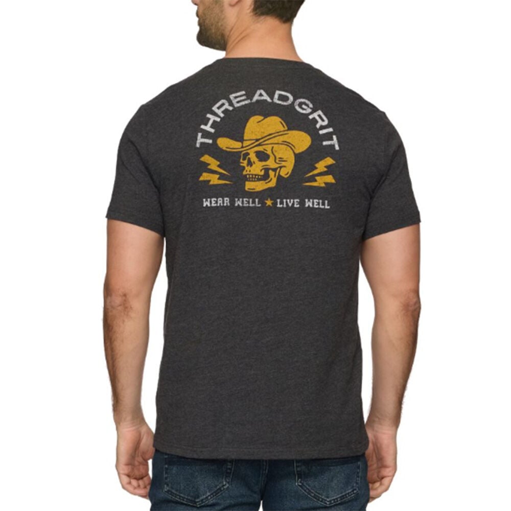image of Men's Lightning Skull Tee- Charcoal Heather