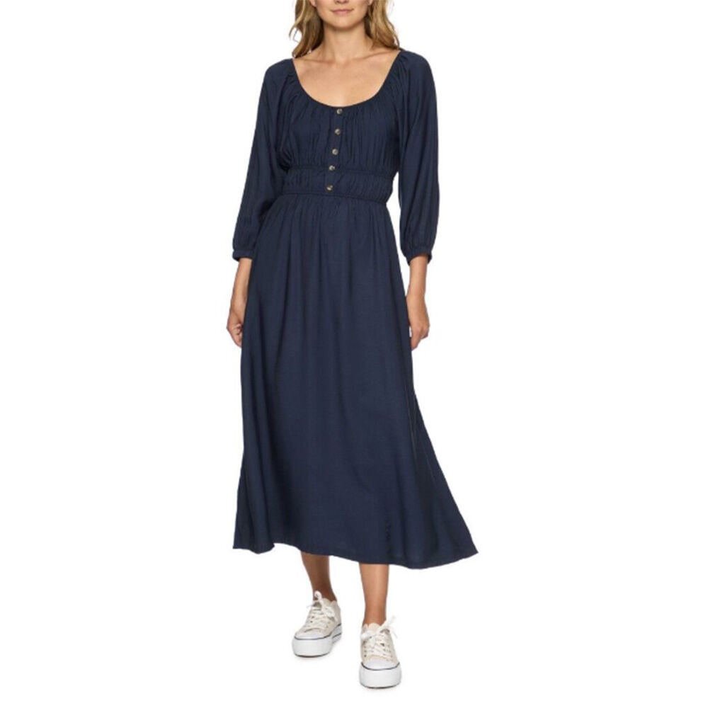 image of Women's Gabrielle Elastic Midi Dress- Navy