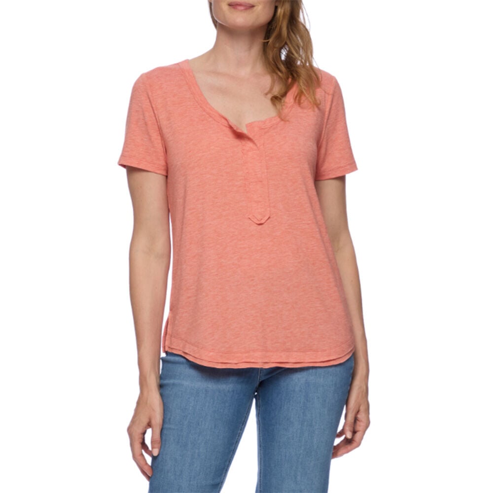 image of Women's Dixie Henley Knit Top- Coral