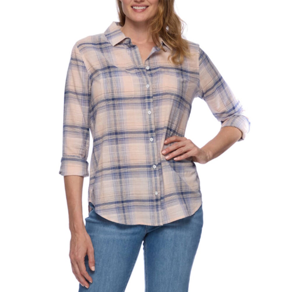 image of Women's Brooks Shirt- Cream/Mauve/Lilac Plaid