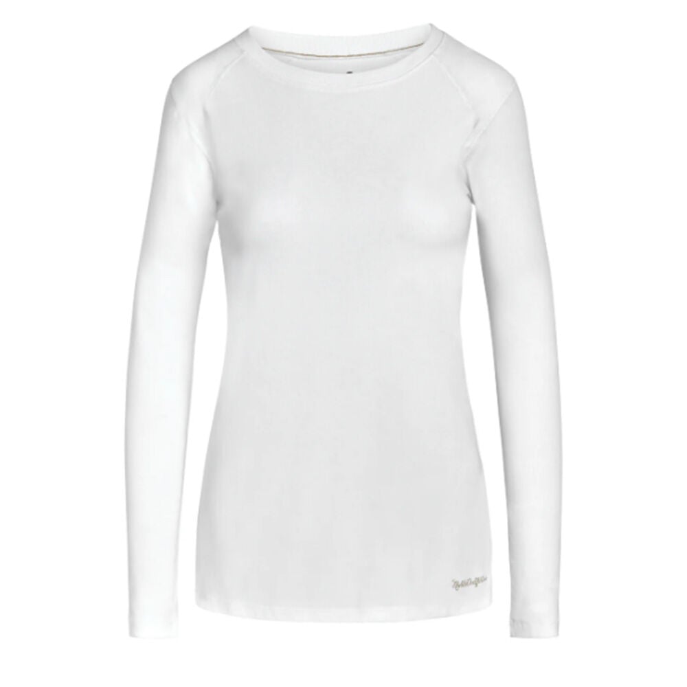 image of Women's Tug-Free Long Sleeve Crew- White