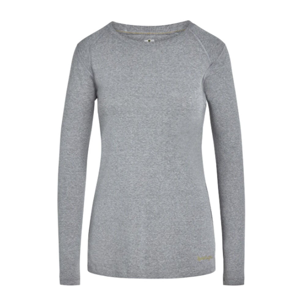 image of Women's Tug-Free Long Sleeve Crew- Charcoal Heather
