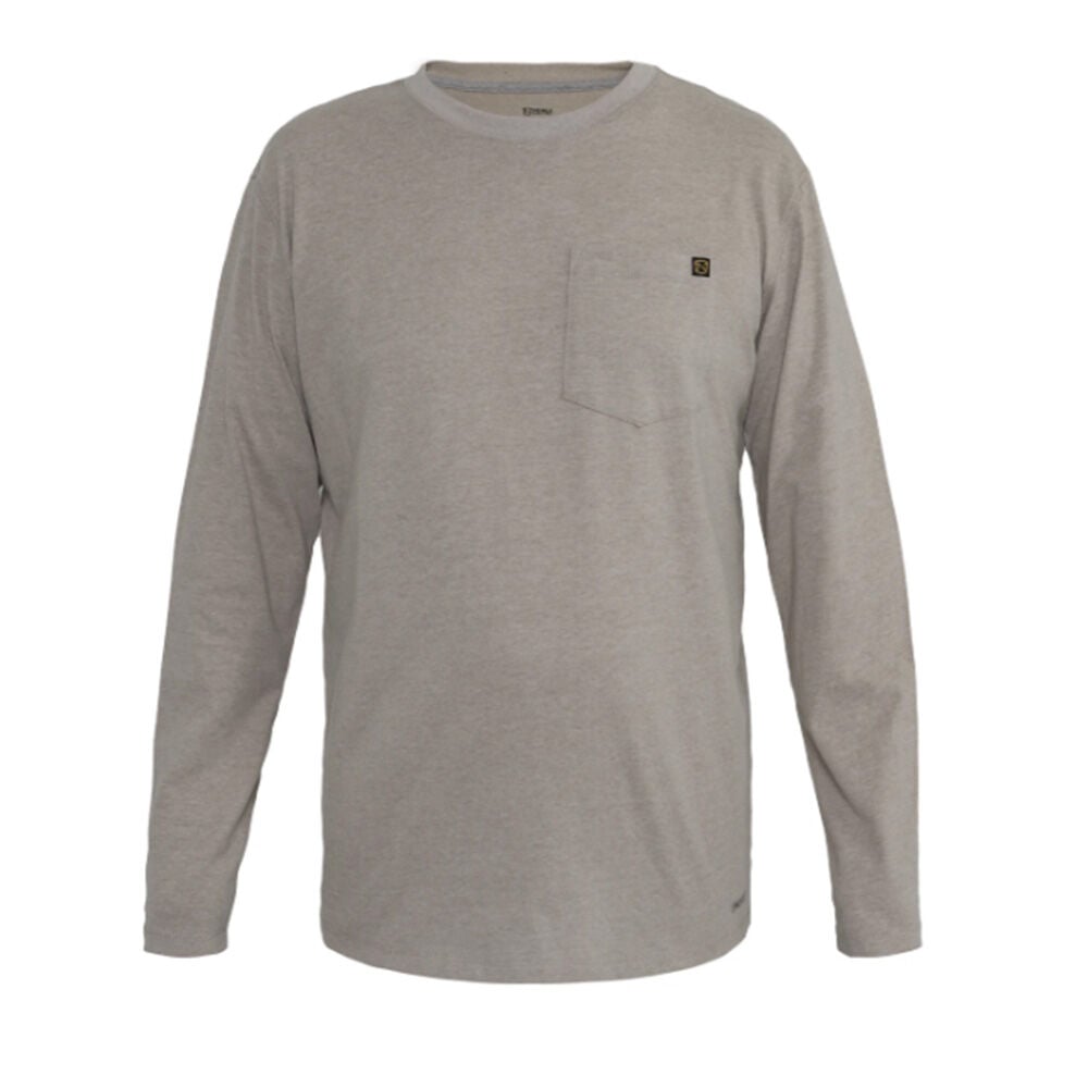 image of Men's Best Dang Long Sleeve Pocket Tee- Khaki Heather