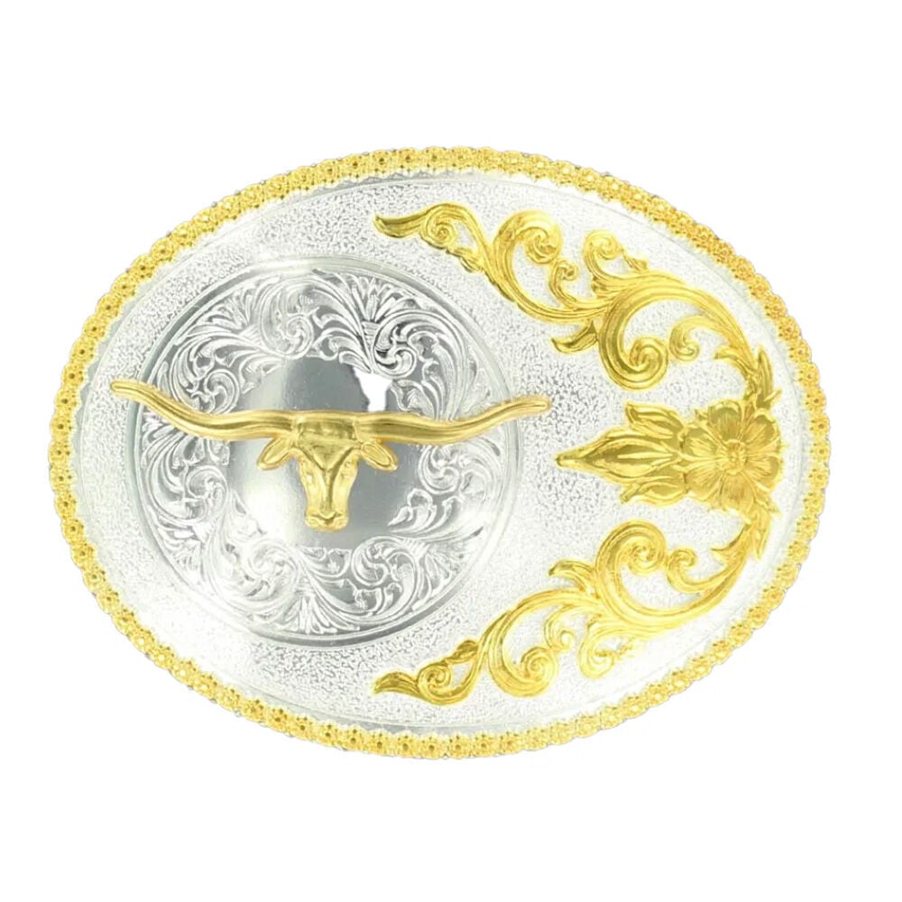 image of Men's Oval Gold Longhorn Belt Buckle