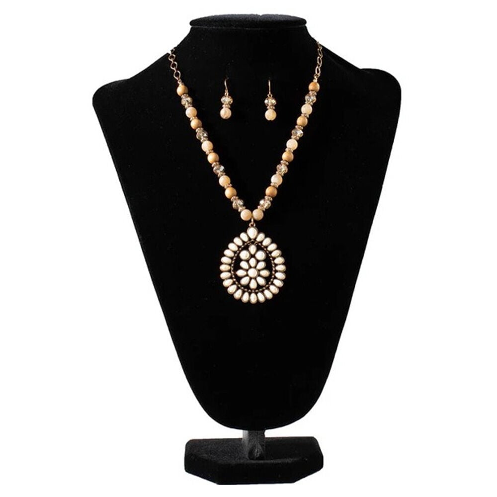 image of Women's Wood Acrylic and Stone Jewelry Set