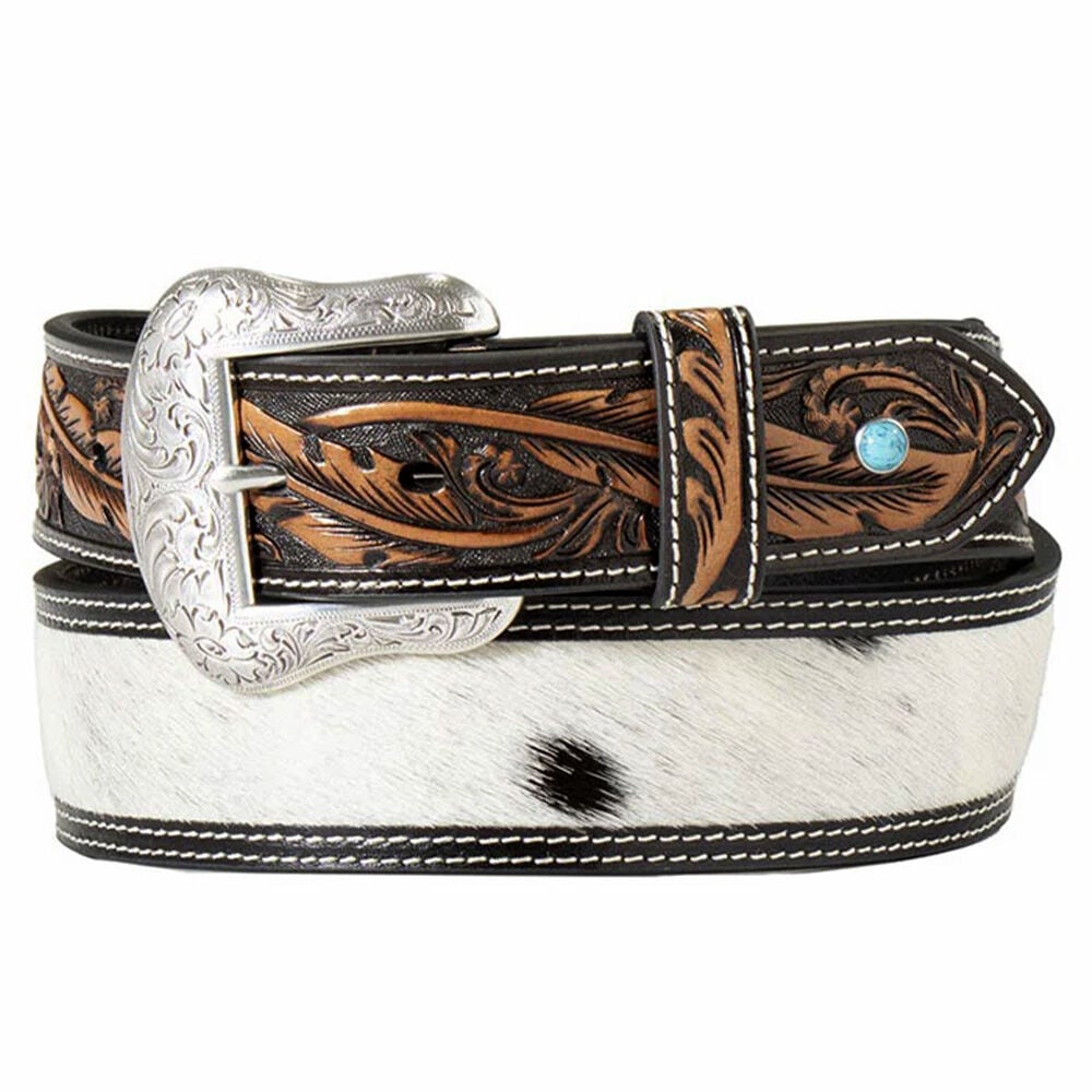 image of Men's Calf Hair Tapered Emobossed Belt