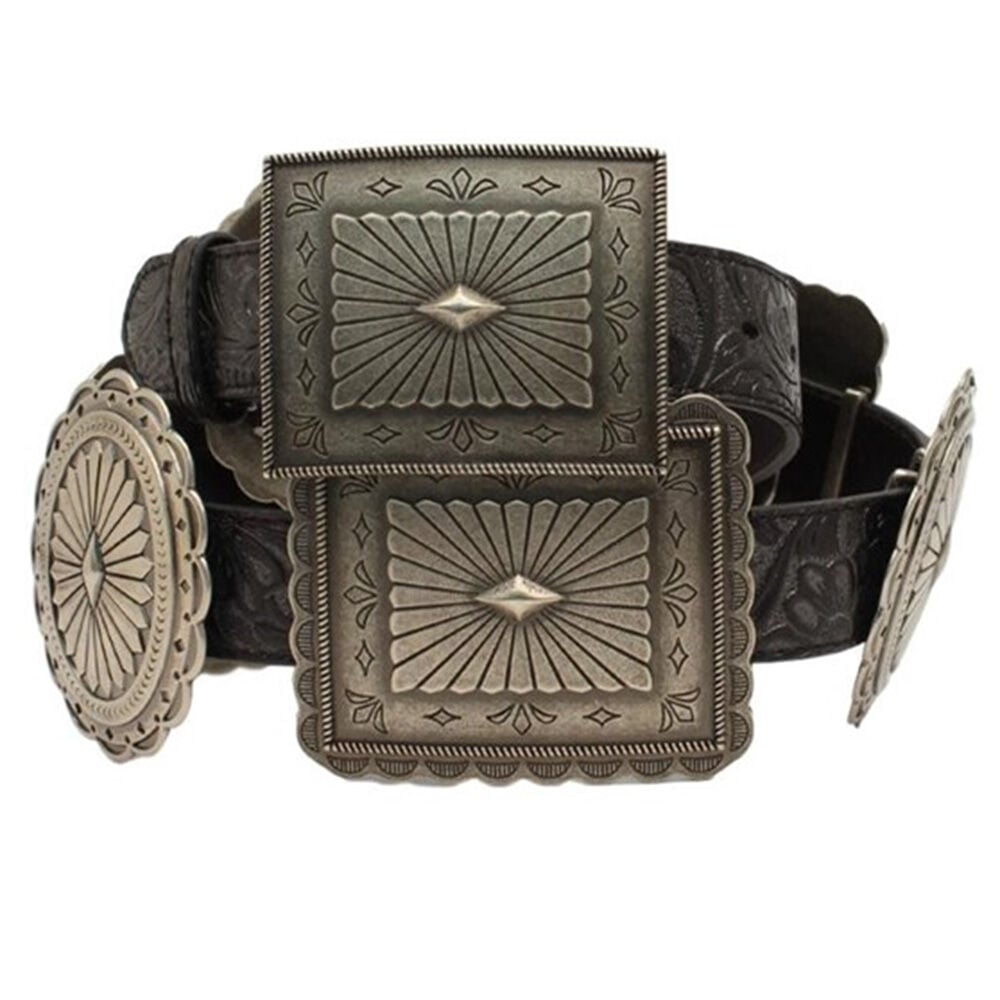 image of Women's Belt- Embossed with Oval Rectangle Concho
