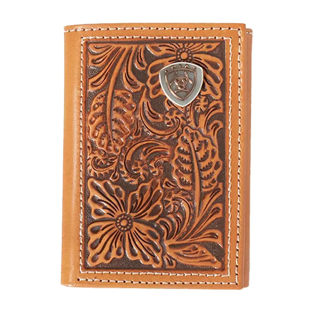 image of Men's Floral Embossed Trifold Wallet