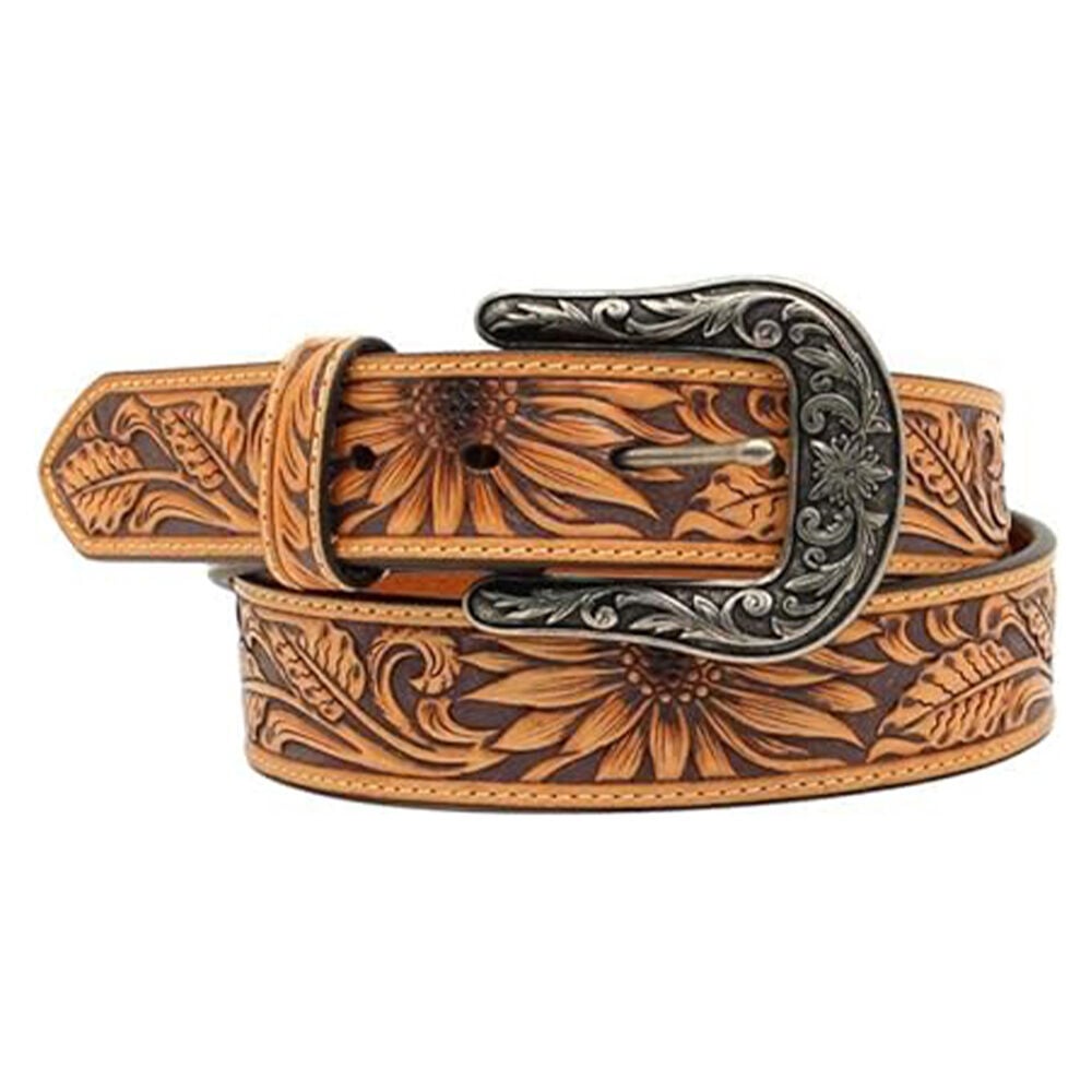 image of Women's Sunflower Tooled Leather Belt