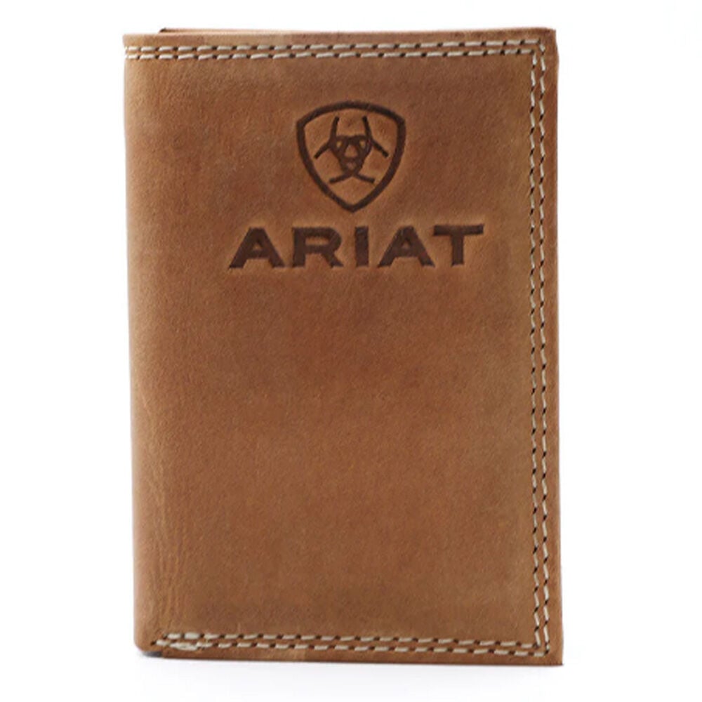 image of Men's Leather Embroidered Tri-Fold Wallet