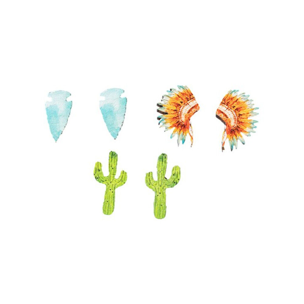 image of Women's Multi-Color Western Earrings, 3 pk