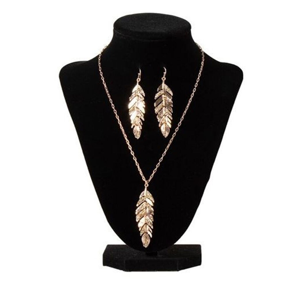 image of Women's Gold Feather Jewelry Set