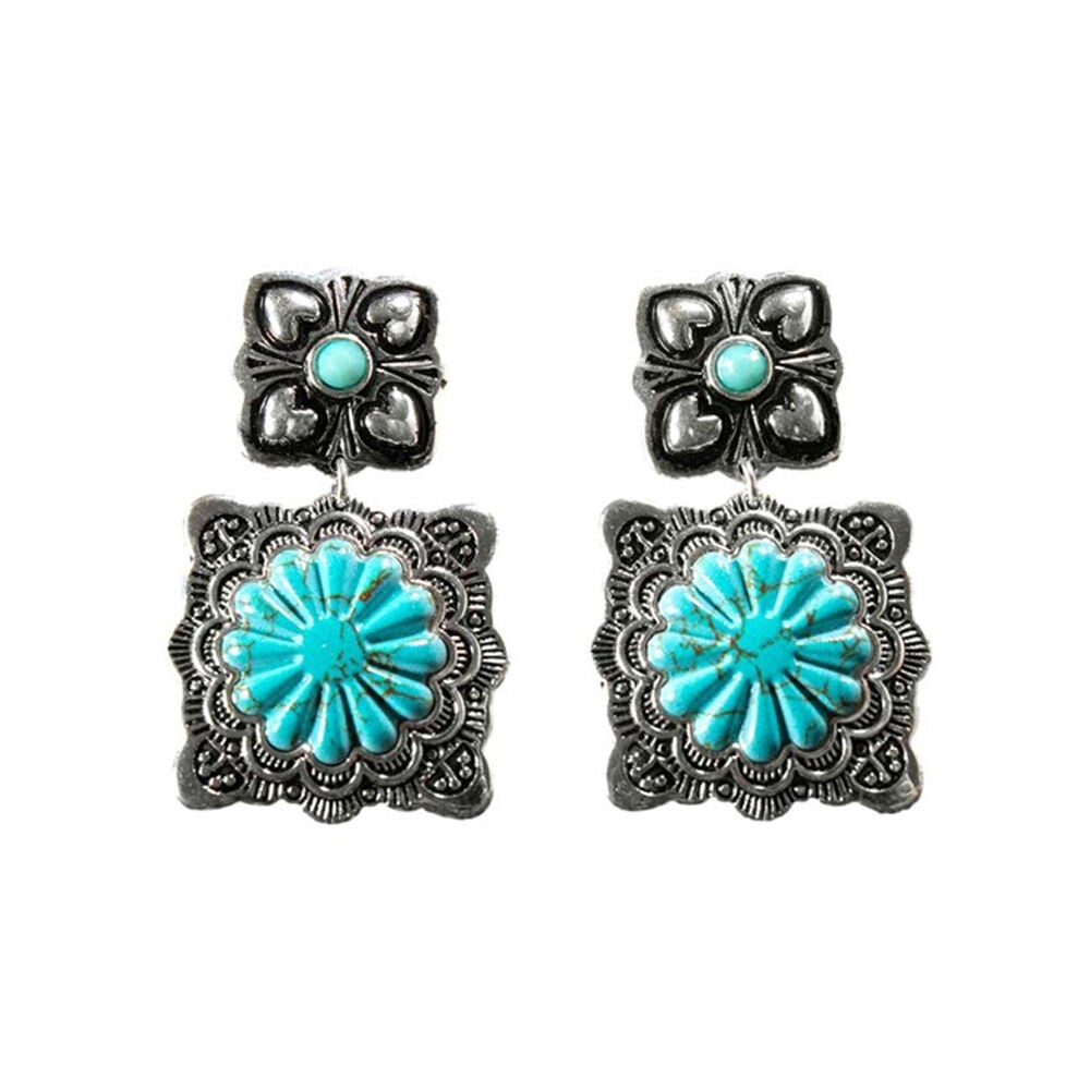 image of Women's Turquoise Scalloped Earrings