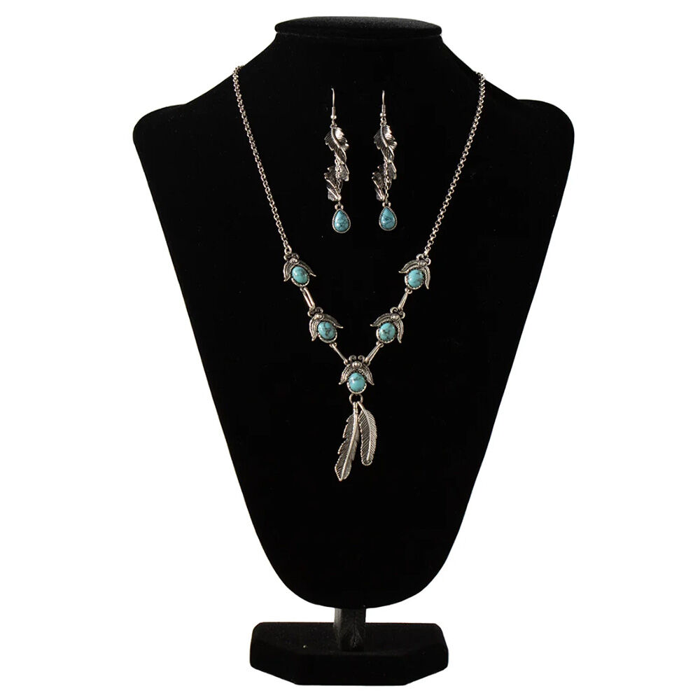 image of Women's Turquoise Feather Jewelry Set
