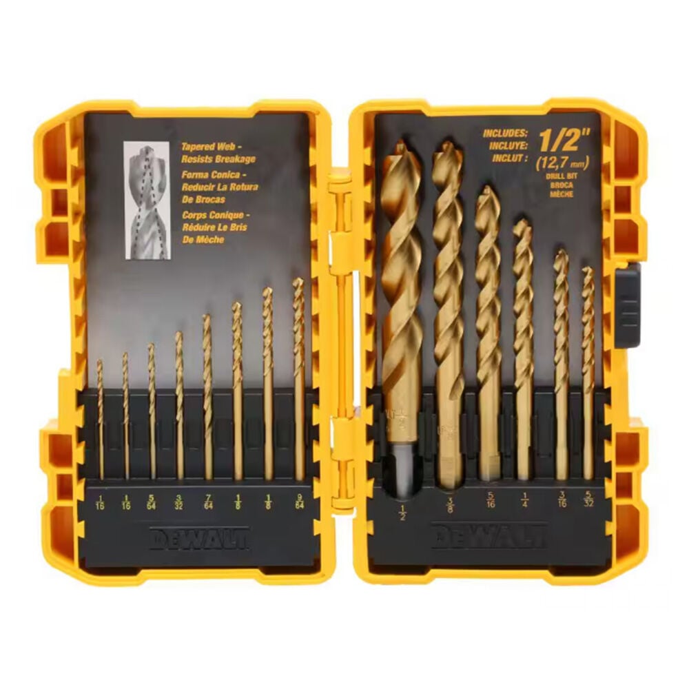 image of Titanium Nitride Coated Pilot Point Drill Bit Set, 14 pc