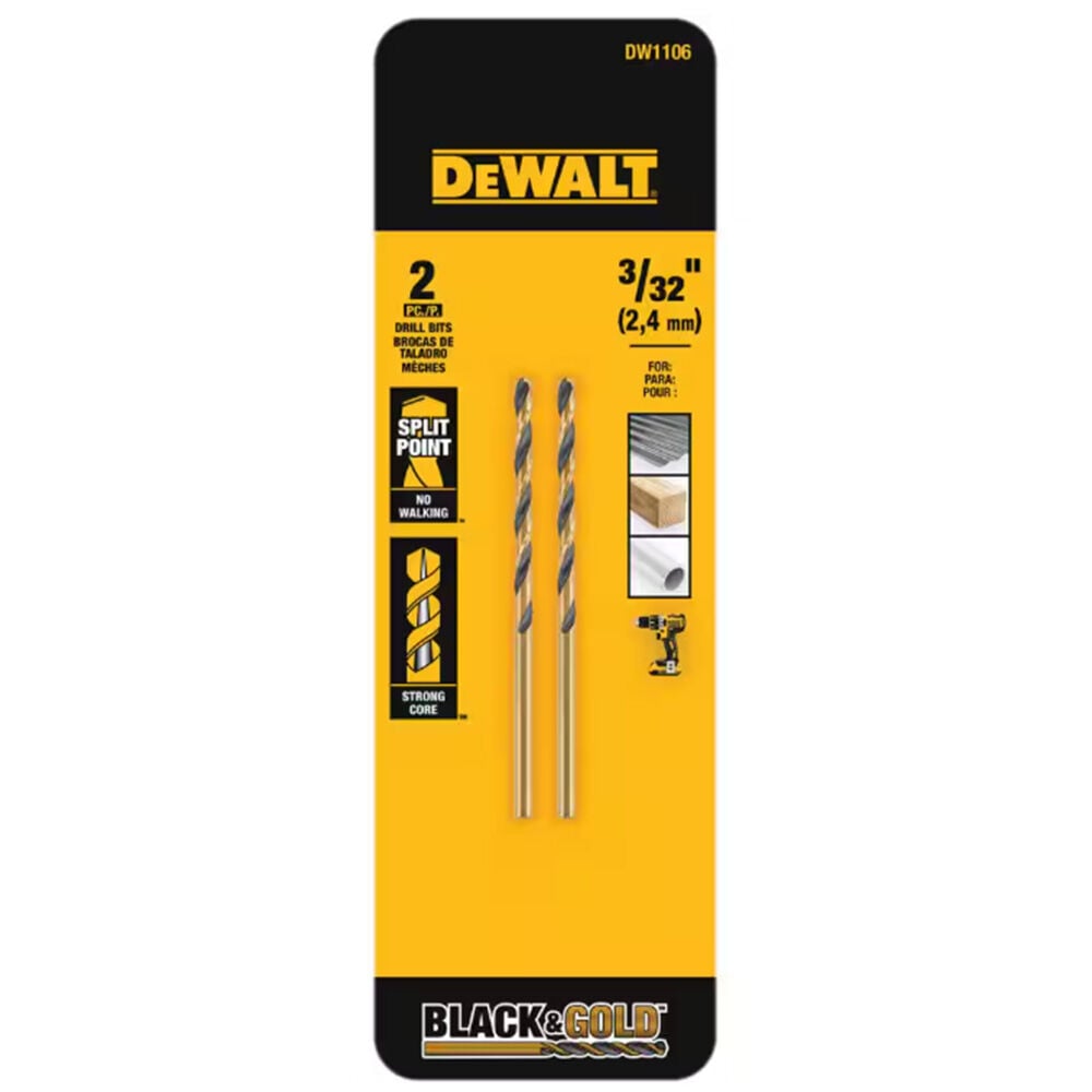 image of 3/32 in Black Oxide Split Point Drill Bit, 2 pc
