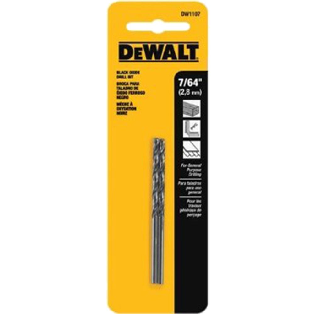 image of Black Oxide Drill Bit, 7/64 in, 2 pack