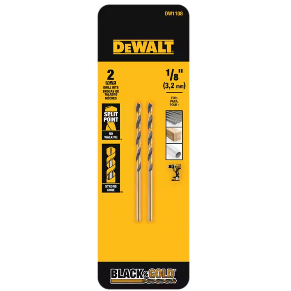image of 1/8 in Black Oxide Split Point Drill Bit, 2 pc