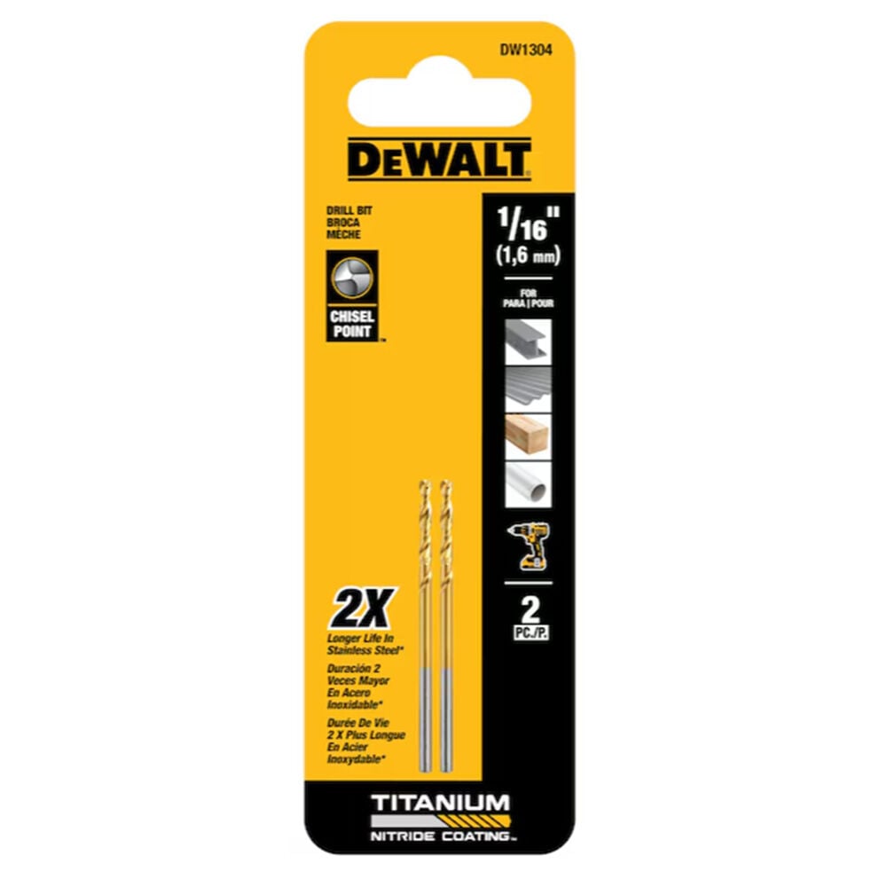 image of 1/16 in Titanium Twist Drill Bits, 2 pc