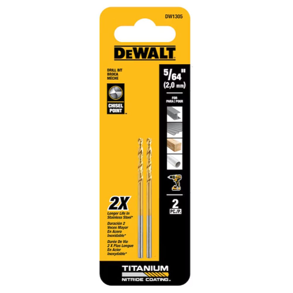 image of 5/64 in Titanium Twist Drill Bits, 2 pc
