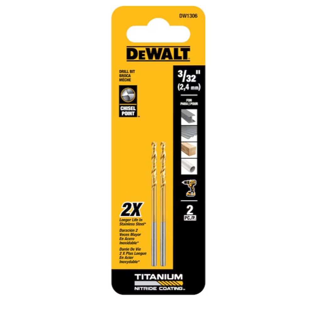 image of 3/32 in Titanium Twist Drill Bits, 2 pc
