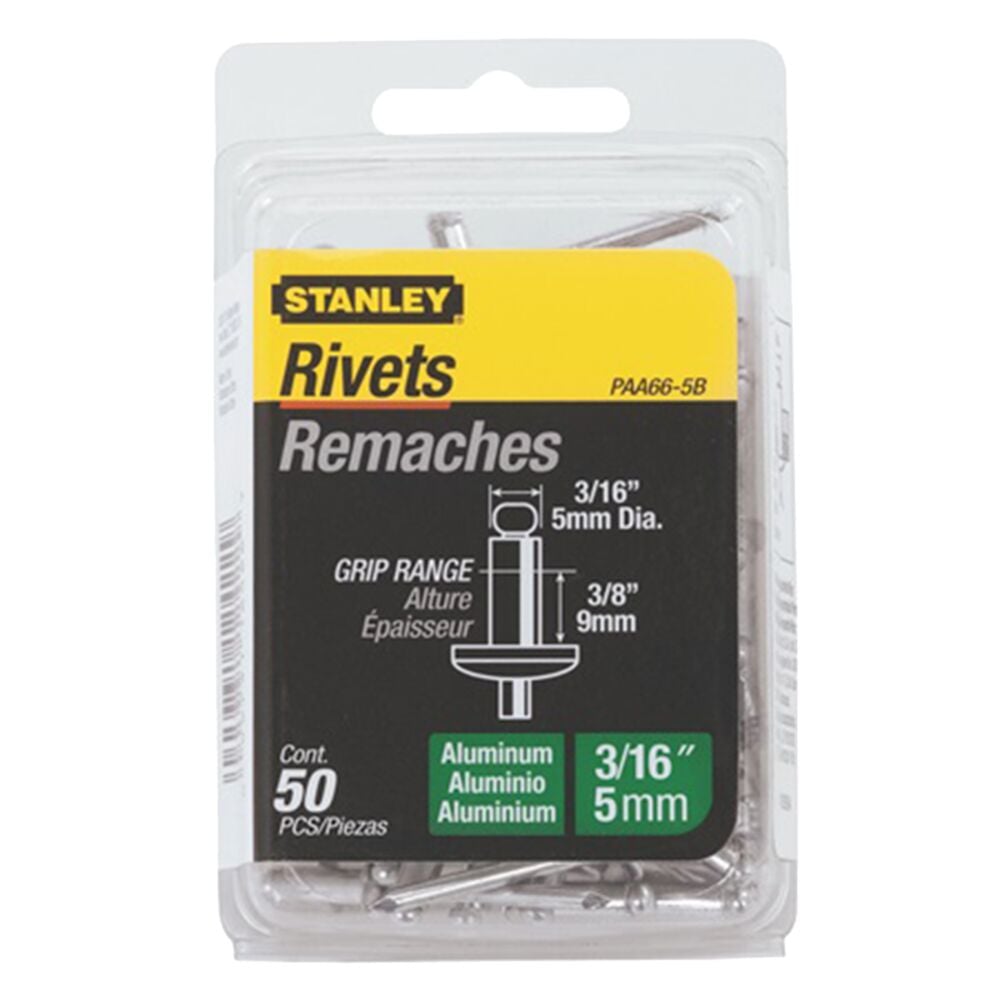 image of Aluminum Rivets, 3/16 in x 3/8 in, 50 pack