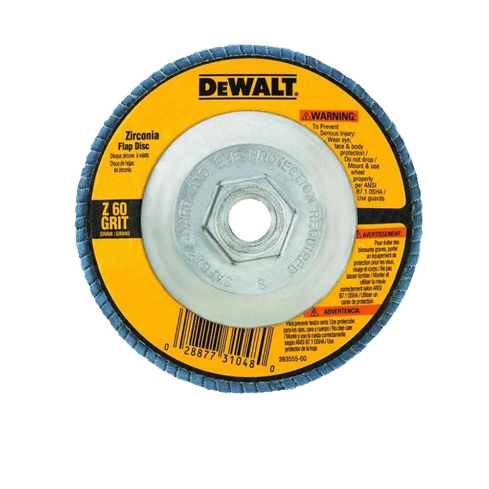 image of Angle Grinder Flap Disc, 60 Grit Zirconia, 4 1/2 in x 5/8 in