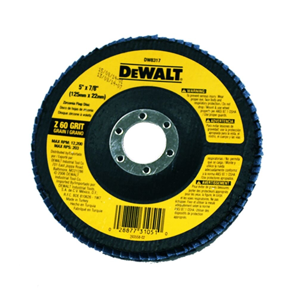 image of 60 Grit Zircon Disc Flap, 5 in x 7/8 in