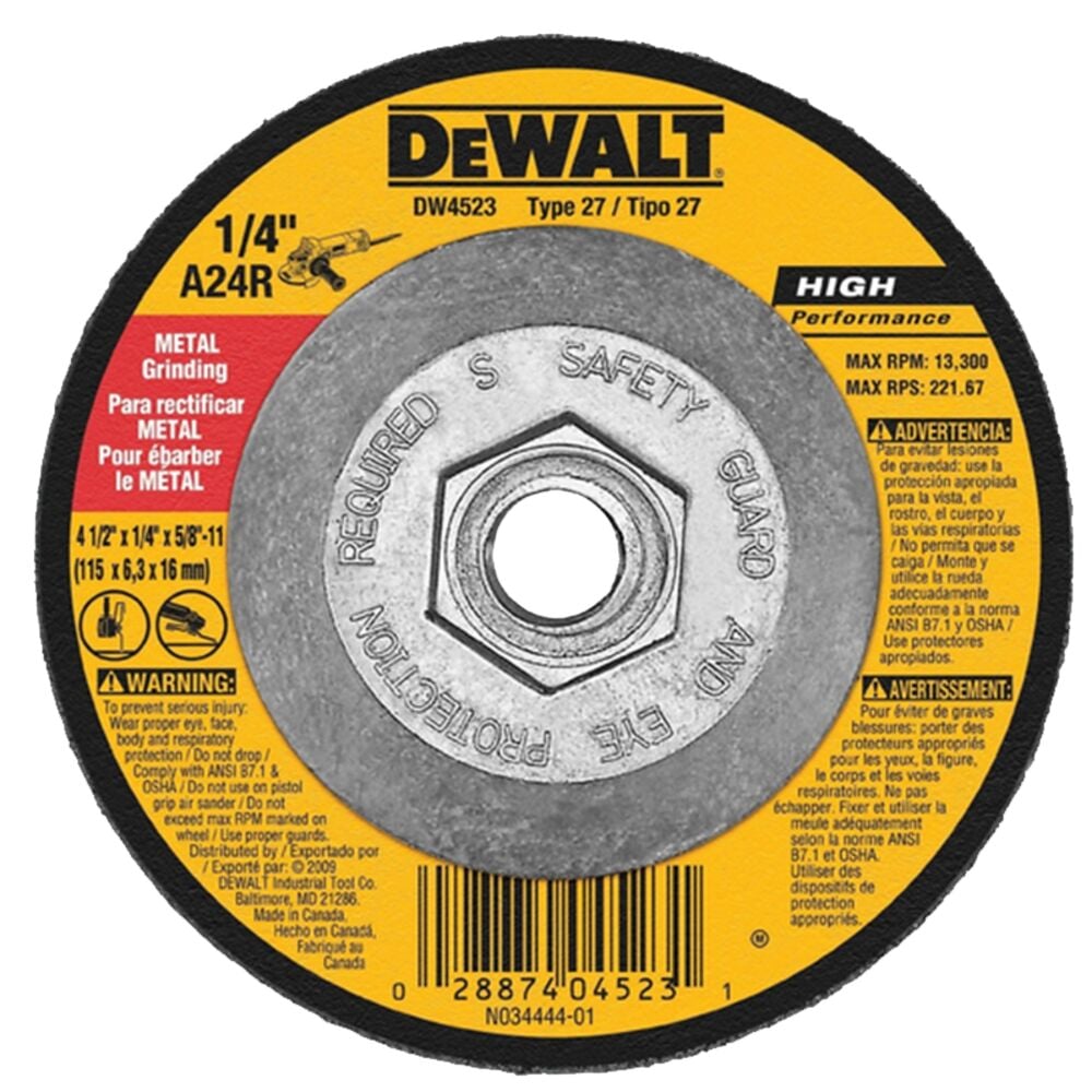 image of Grinding Disc, General Purpose, 4 1/2 in x 1/4 in x 5/8 in