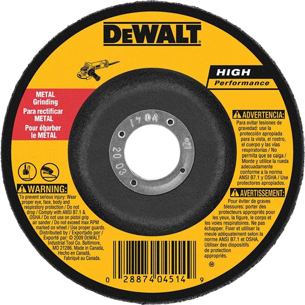 image of Metal General Purpose Grinding Wheel, 5 in x 1/4 in x 7/8 in
