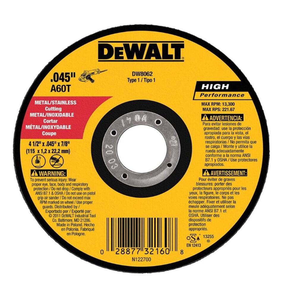 image of 4 1/2 in x .045 in x 7/8 in Metal Cut-Off Wheel