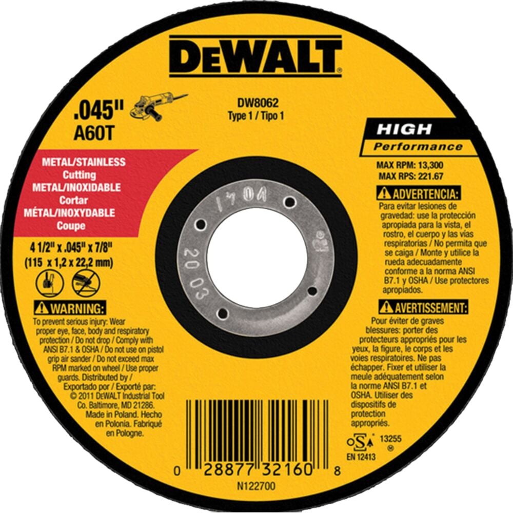 image of Thin Cutting Wheel, 4 1/2 in x 0.045 in x 7/8 in