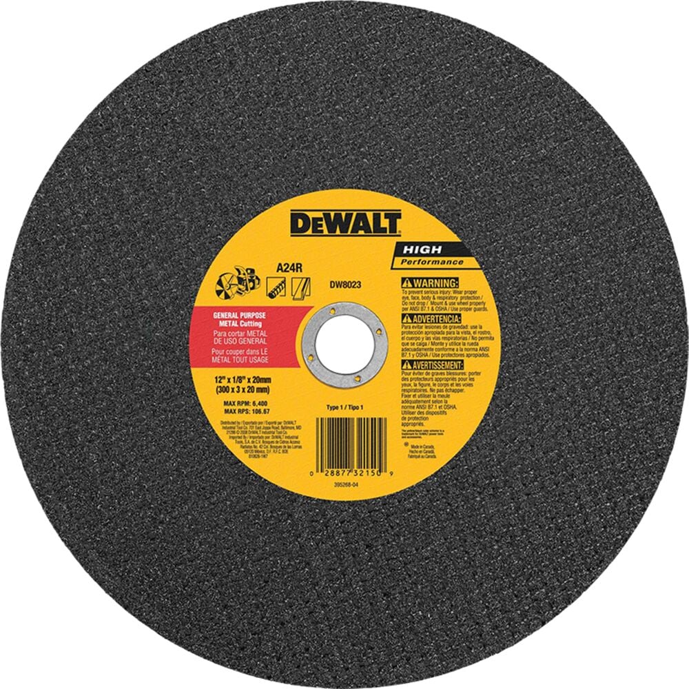 image of Metal Port Saw Cutoff Wheel, 12 in x 1/8 in x 20 mm
