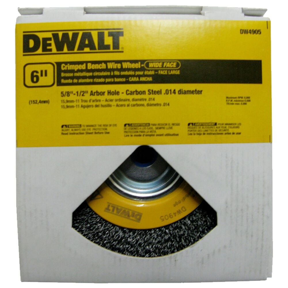 image of Crimped Bench Wire Wheel, 5/8 in x 6 in