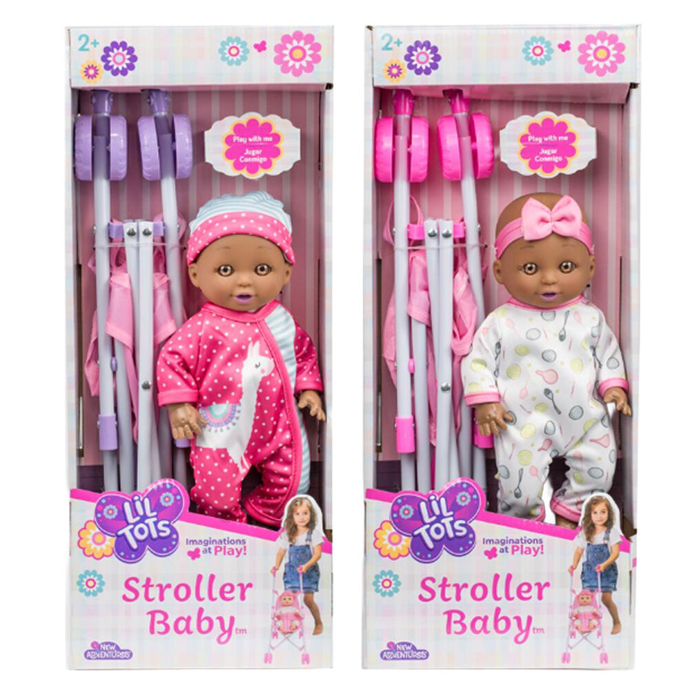 image of Assorted Lil Tots Stroller Baby African American Doll Set (Style May Vary)