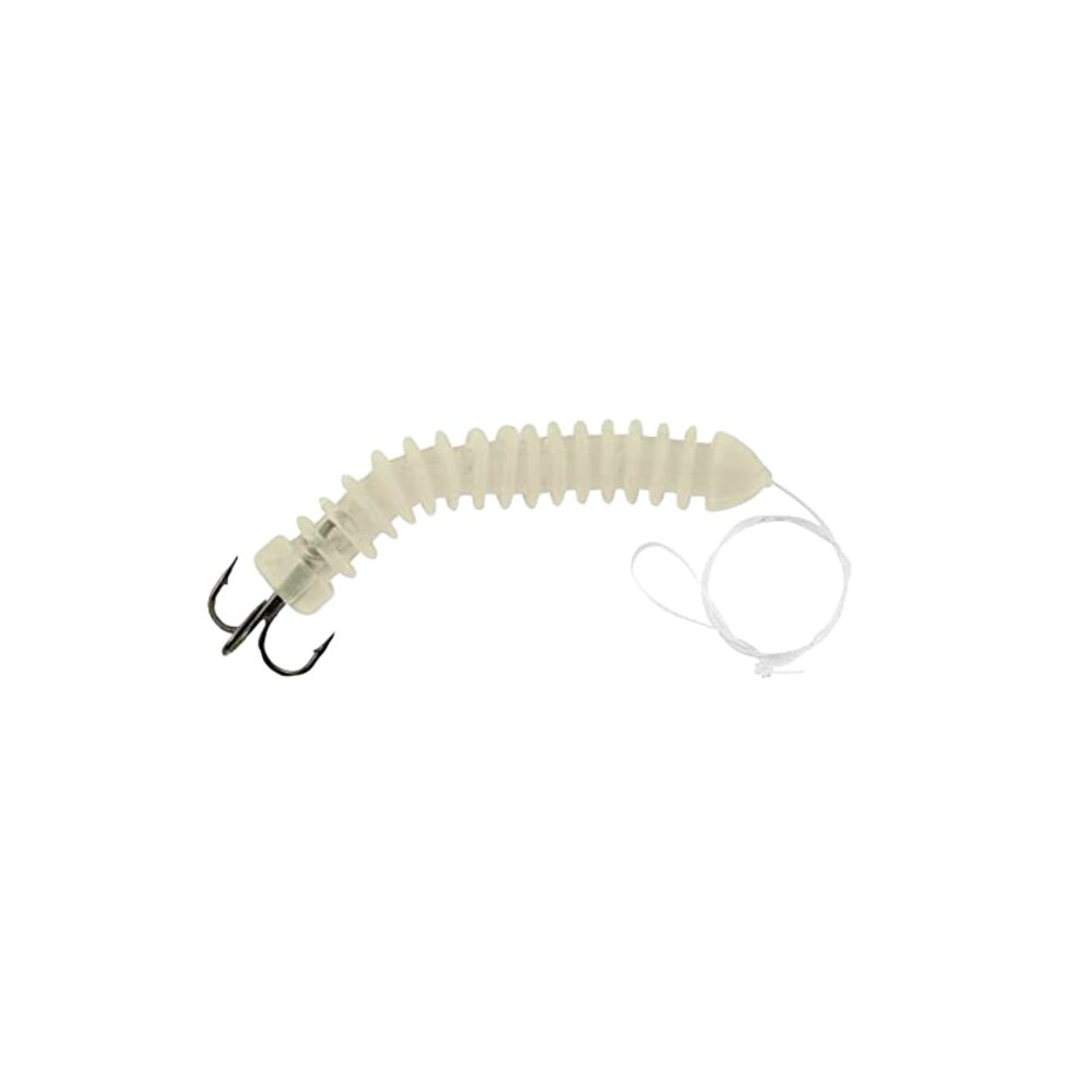 image of Mudville Treble Hook Dip Worm, Glow, 2 pk