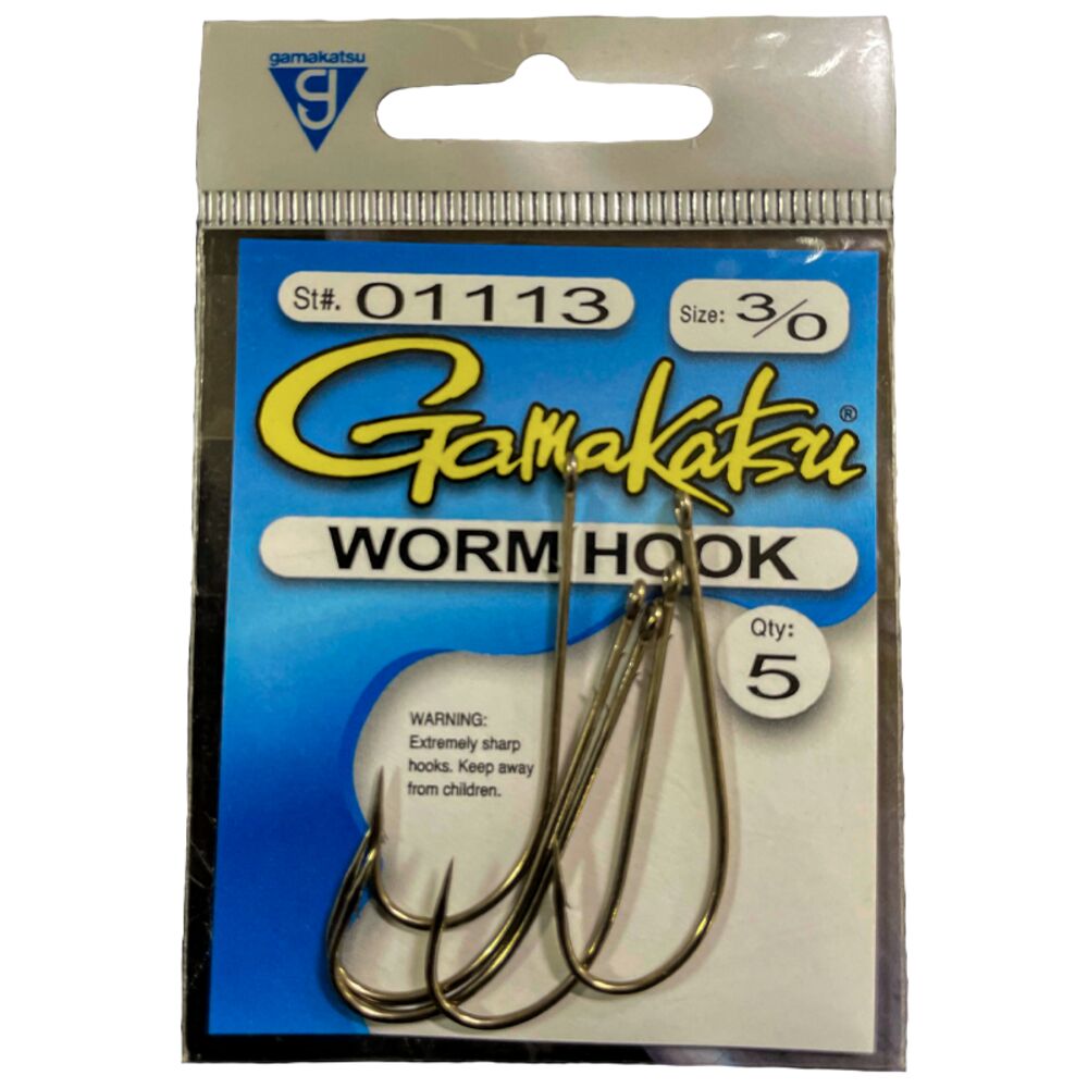 image of Bronze Worm Hook, Size 3/0, 5 pack