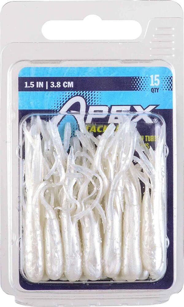 image of SLT Mini-Tube Fishing Lures, 1.5 in, Pearl, 15 ct