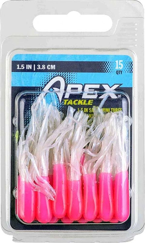 image of Pink/White 1.5 in Mini-Tube Fishing Lures, 15 pk