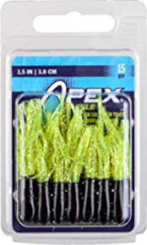 image of SLT Mini-Tube Fishing Lures, 1.5 in, Black/Chartreuse, 15 ct