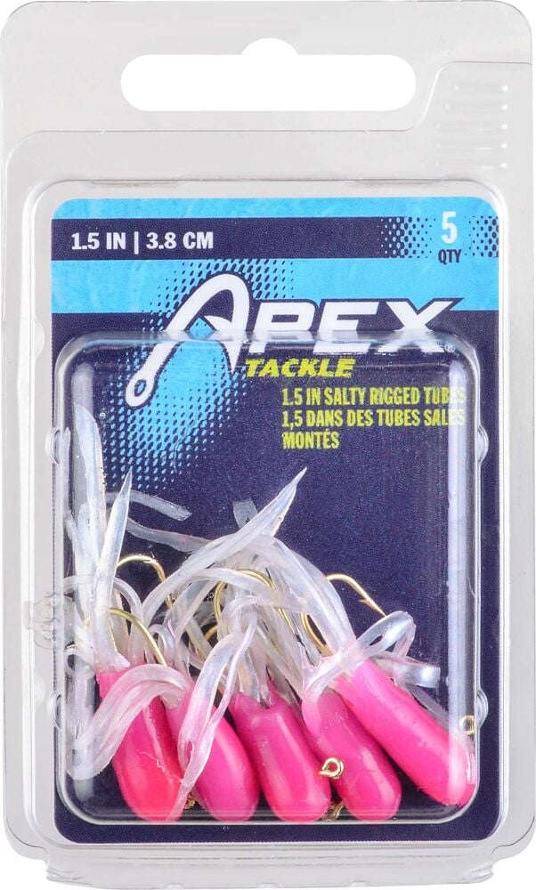image of SLT Mini-Tube Fishing Lures, 1.5 in, Pink/White, 15 ct