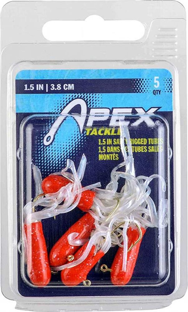 image of Red/White 1.5 in Rig Tube Fishing Lures, 5 pk
