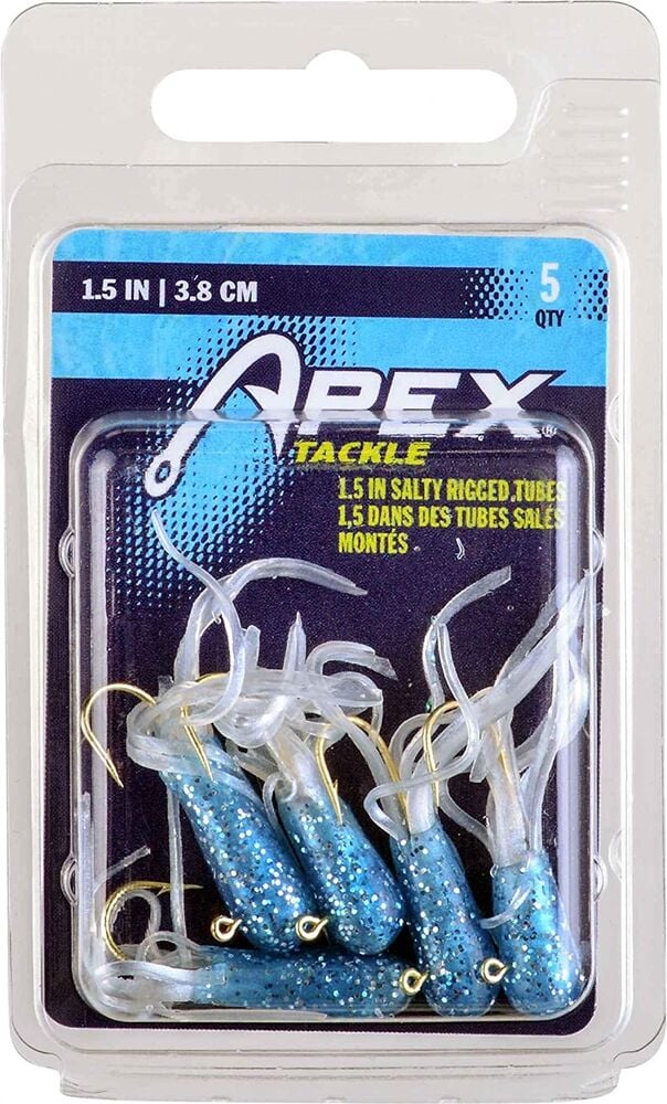 image of SLT Mini-Tube Fishing Lures, 1.5 in, Blue Glitter, 15 ct