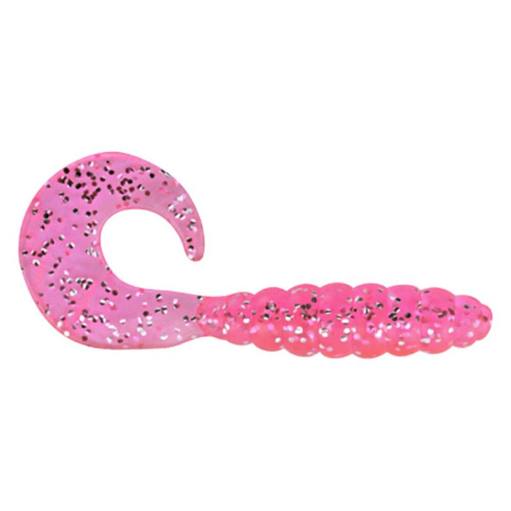 image of 2 in Curly Tail Grub Fishing Lure, Pink Glitter, 10 ct
