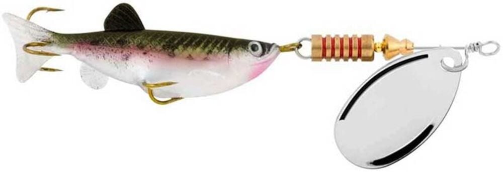 image of Silver/Rainbow Trout #2 Mini Spinner Fishing Lure, 1/4 oz