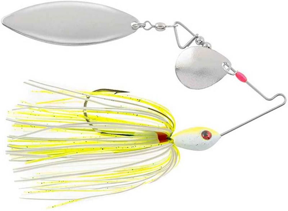 image of Blaze White/Chartreuse Spinner Fishing Lure, 1/4 oz